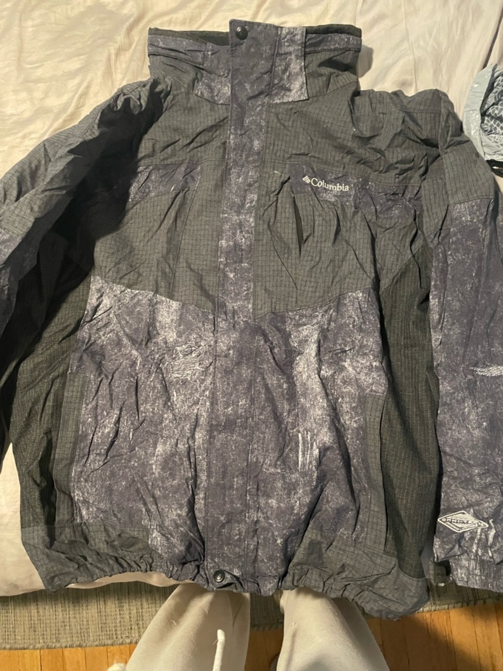 Columbia Black and Charcoal Printed Rain Shell Jacket